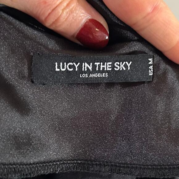 Lucy In The Sky Satin Cross Halter Dress Black Size M NEW - Picture 8 of 12